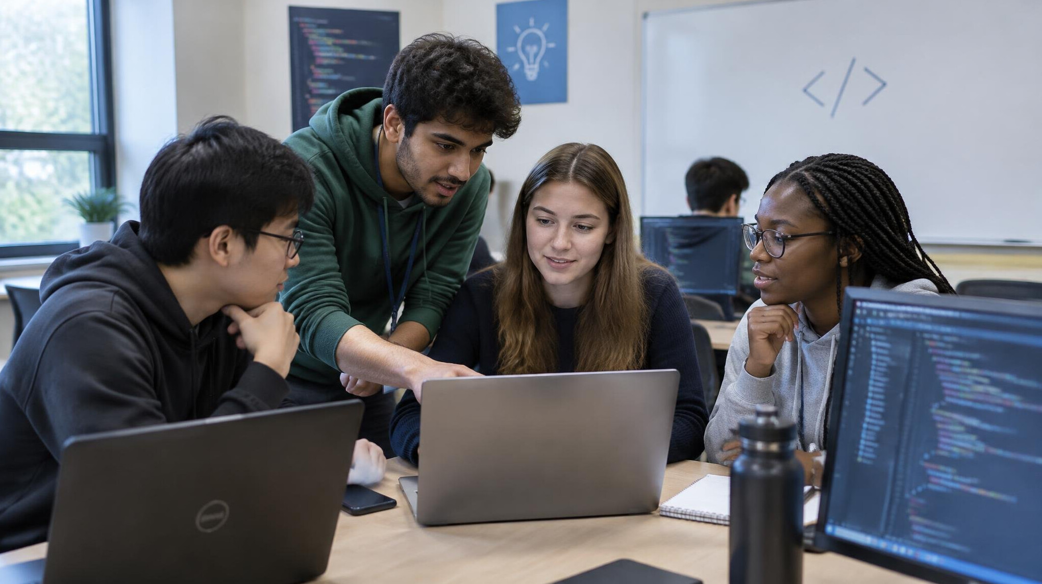 group of students in coding workshop